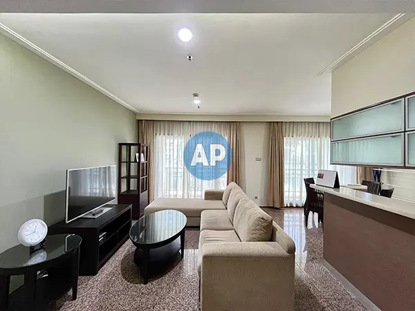 living room 1 apt pavilion jakarta unit dijual 2 kamar tidur luas 119 m2