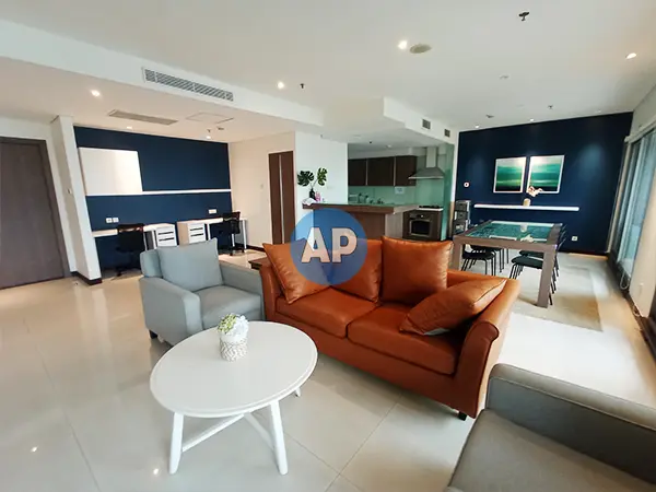 Living room kedua unit disewakan Apartemen Pavilion Jakarta hasil renovasi