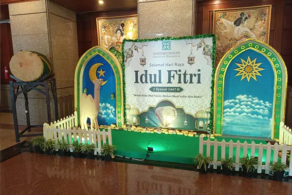 suasana perayaan idul fitri di lobby apartemen pavilion jakarta