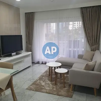 Ruang tamu renovasi apartemen dekat Citywalk Sudirman Pavilion