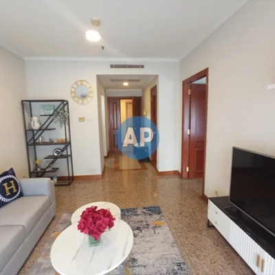 Interior living room apartemen Pavilion disewakan 1 kamar tidur Tower 1.