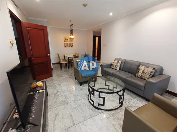 Living room apartemen pavilion 3BR luas 142 m2 full furnish tower 2