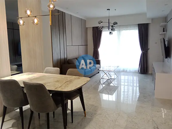 Sewa apartemen Pavilion Sudirman living room luas unit 115 m2 tower 2 renovasi